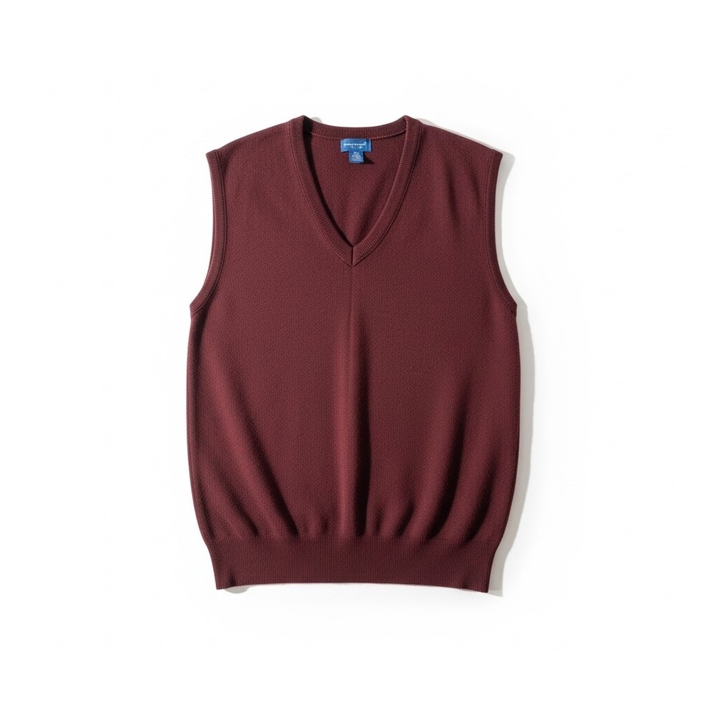 Towncraft Sweater Vest Mens 2XLT Burgundy Excellent V-Neck Acrylic USA Made